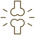 Joint pain icon on black background